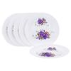 Cutting EDGE Round Colorful Set of Dinner Plates with Floral Printed Design for Families, Parties, Unbreakable, Kid Friendly, Microwave Safe, Dishwasher Safe, (Set of 6, Purple Rose) view 1