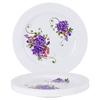 Cutting EDGE Round Colorful Set of Dinner Plates with Floral Printed Design for Families, Parties, Unbreakable, Kid Friendly, Microwave Safe, Dishwasher Safe, (Set of 6, Purple Rose) view 2