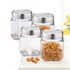 Brezzycloud 580ml Cube Jar, Transparent Glass Sealed Jar, Kitchen Glass Bottle for Spices, Dryfruits and food, Kitchen Storage Glass Jar (Set Of 2) view 2