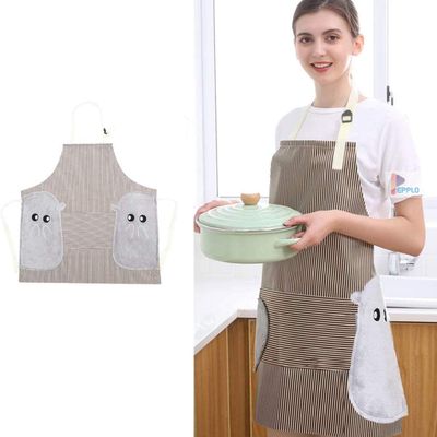 pepplo 1 PCS Cooking Apron Chef Apron,Waterproof and Oil-Proof Cooking Kitchen Apron with Pockets, Suitable for Men and Women, Coral Velvet Towel Stitched (Coffee)