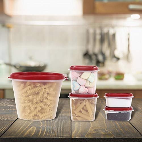 Cutting EDGE Nesterware Food Storage Container Set of 5 for Pulses, Sugar, Tea, Cereals, Travelling, Spices, Office, Lunch Box 1000ml x 1, 250ml x 2, 125ml x 2 (Red)