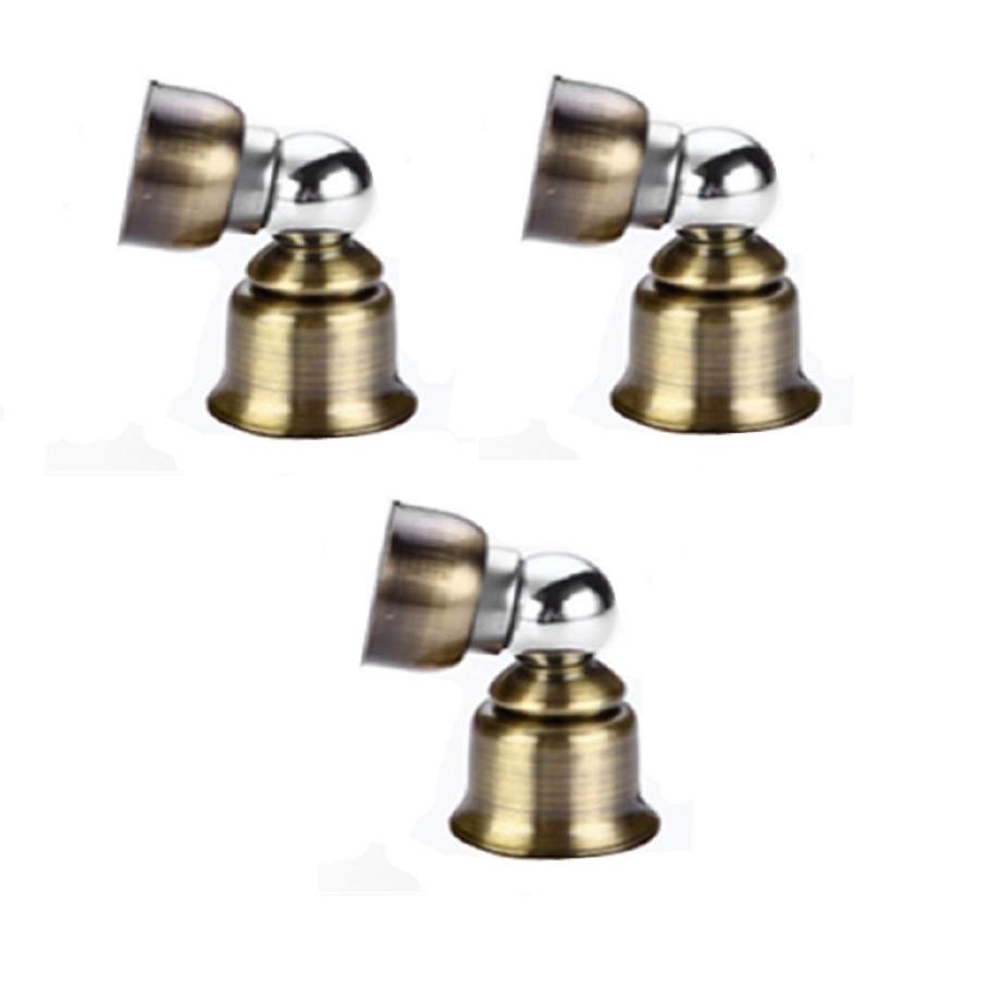 Nixnine Stainless Steel Bell Heavy Duty Magnetic Door Stopper Door Catcher Door Magnet, Door Stopper, Wall Mount Door Stopper for Home, Office (Antique Brass Finish) Pack of 3,