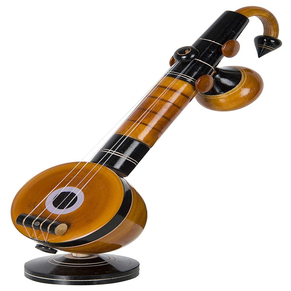 Thenkumari Eco Friendly Eucalyptus Wooden Veena Home Decor Showpiece (9 cm x 9 cm x 27 cm, Brown) Decorative Showpiece - 30 cm