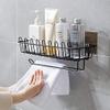 Zinley Self Adhesive Wall Hanging Shelves for Bathroom and Kitchen with Towel and Tissue Rack Stand, Wall Spice Rack Stand Stainless Steel Shower Caddy for Bathroom Storage Organizer view 1