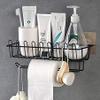 Zinley Self Adhesive Wall Hanging Shelves for Bathroom and Kitchen with Towel and Tissue Rack Stand, Wall Spice Rack Stand Stainless Steel Shower Caddy for Bathroom Storage Organizer view 2