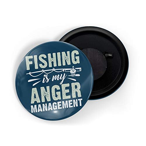 dhcrafts Fridge Magnet Blue Color Fishing is My Anger Management Fishing Rod Glossy Finish Design Pack of 1 (58 mm)