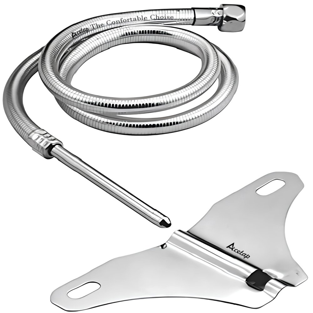 Acetap Stainless Steel Butterfly Jet Spray for Toilet/Bidet  1m Heavy PVC Hose, Hands-Free Operation with Mounting Bracket Pack of 1