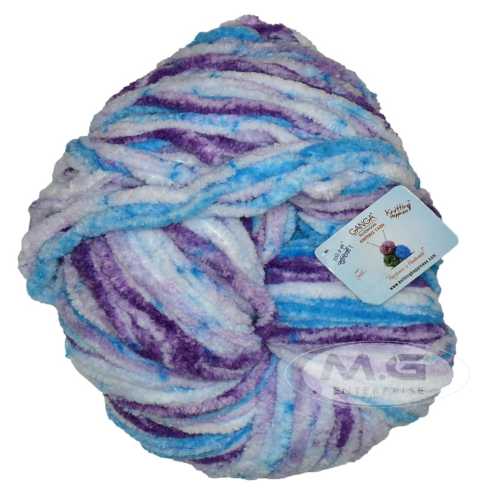 Ganga Knitting Yarn Thick Chunky Wool, VT Blue Rain 200 gm Best Used with Knitting Needles, Crochet Needles Wool Yarn for Knitting - ij