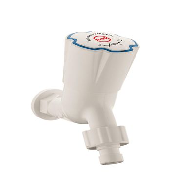 Nixnine Mak PTMT Washing Machine Bib Cock Tap with ABS Flange and Water Saving Adapter 1/2 Inch Thread/for Bathroom washbasin (Ivory) Pack of 4