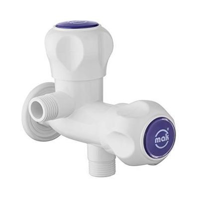 Nixnine Mak ABS Plastic 2 Way Angle Water Tap for Hot & Cold Water Kitchen, Bathroom Wash Basins, 1/2 Inch Thread, (White) Pack of 3,