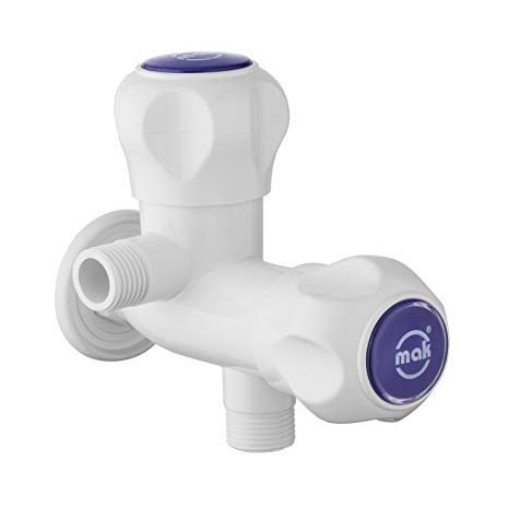 Nixnine Mak ABS Plastic 2 Way Angle Water Tap for Hot & Cold Water Kitchen, Bathroom Wash Basins, 1/2 Inch Thread, (White) Pack of 3,
