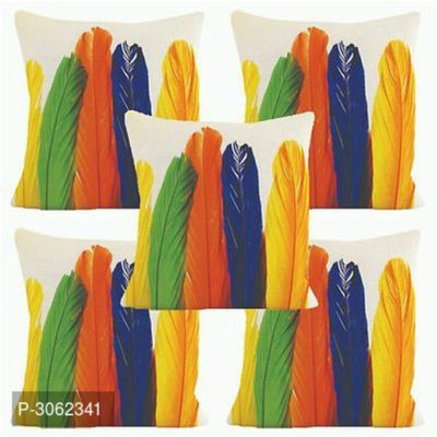 Home Solution Jute Cushion Covers 16 inch x 16 inch, Cushion Cover 16x16 Set of 5 (Feathered)