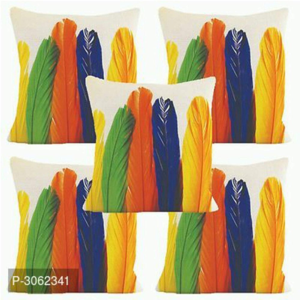 Home Solution Jute Cushion Covers 16 inch x 16 inch, Cushion Cover 16x16 Set of 5 (Feathered)