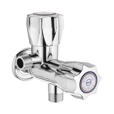 Nixnine Mak ABS Plastic 2 Way Angle Water Tap 1/2 Inch Thread for Hot & Cold Water Kitchen, Bathroom Wash, Washing Kitchen, 1/2 Inch Thread (C P) Pack of 2, Chrome