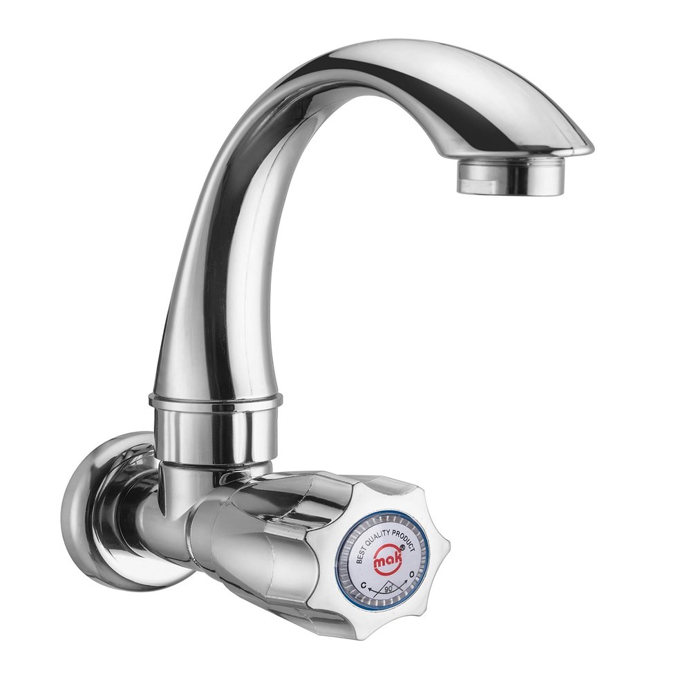 Nixnine Mak ABS Plastic Sink Cock Tap Flange Sink Cock Tap for Long Neck Kitchen Sink Tap/Bibcock for Hot & Cold Water (1/2 Inch) Pack of 2