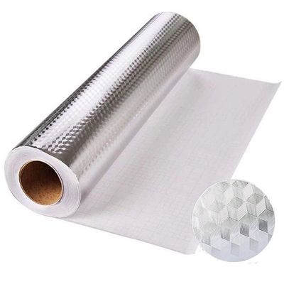 LOMESH Aluminium foil Sticker,Oil Proof Anti-fouling Heat Resistant Kitchen Back Splash Self-Adhesive Crop able Wallpaper Wall Sticker for Kitchen Wall Desk Drawer -2 mtr (Silver, Pack of 2)