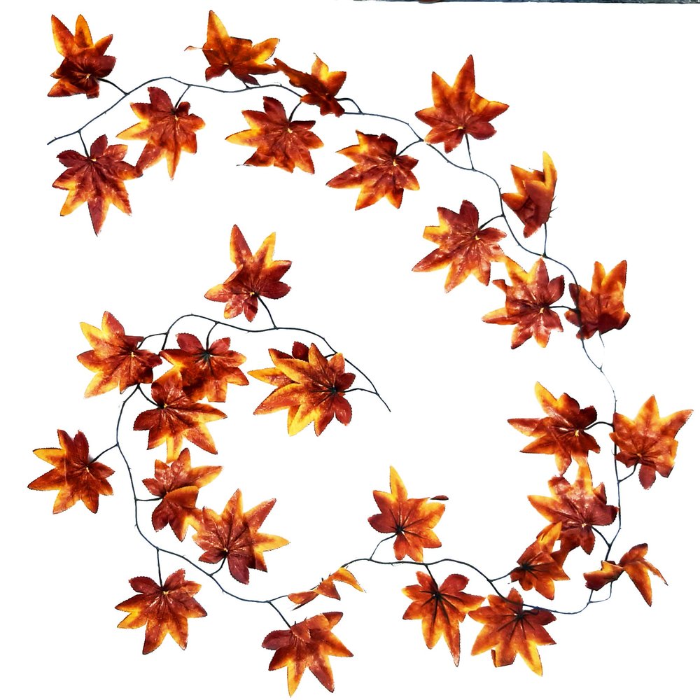 Urvi Creations Artificial Maple Leaf Garland for Decoration (Golden Brown)- Set of 2