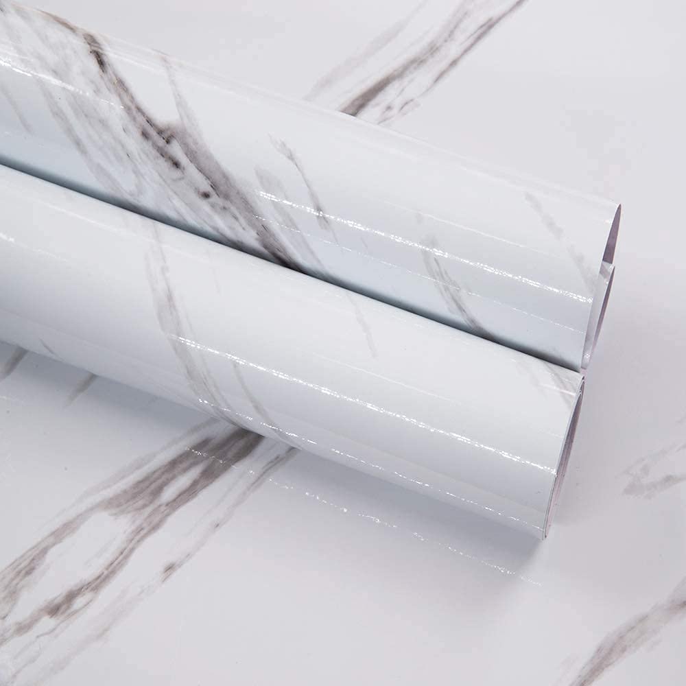 CVANU Marble Contact Paper Granite Self Adhesive Vinyl Film Marble Vinyl Countertop Peel and Stick Contact Paper Decorative Removable Waterproof Shelf Paper (CV-15) 12''x200''inch