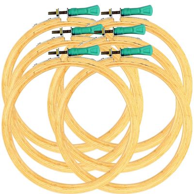 Elegant Casa Wooden Embroidery Hoop Ring Frame for DIY Embroidery Cross Stitch Craft, Sewing Tool, Adjustable Handy Sewing Circle for Needle Art and Design Size 8 Inch, 6pcs Set