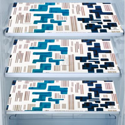E-Retailer Waterproof PVC Refrigerator Drawer Mats/Multipurpose Mats/Fridge Mats Set of 3 Pcs (Color-Geometric Blue, 17.5X11.5 Inches)