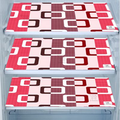 E-Retailer Waterproof PVC Refrigerator Drawer Mats/Multipurpose Mats/Fridge Mats Set of 3 Pcs (Color-Geometric Purple, Size-17.5X11.5 Inches)
