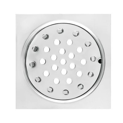 New Ware Square 6 x 6 Inch Stainless Steel Bathroom Jali with Trap, Chrome Finish Floor Drain Grating for Efficient Water Drainage