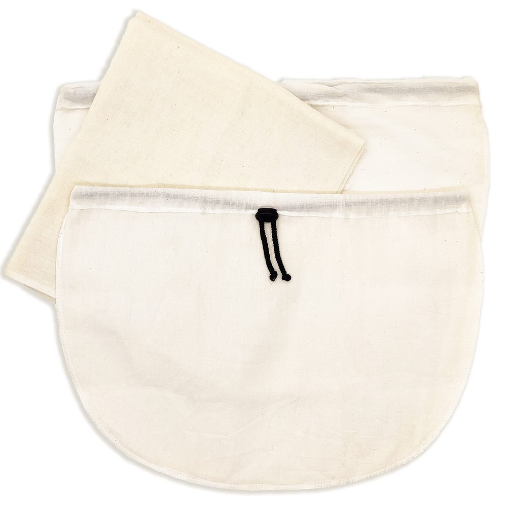 Clarkia Cotton Kitchen Strainer Set 2 Yogurt Strainers Muslin Cloth - Unbleached Pack of 3 (Off White, 1 x 1 m)