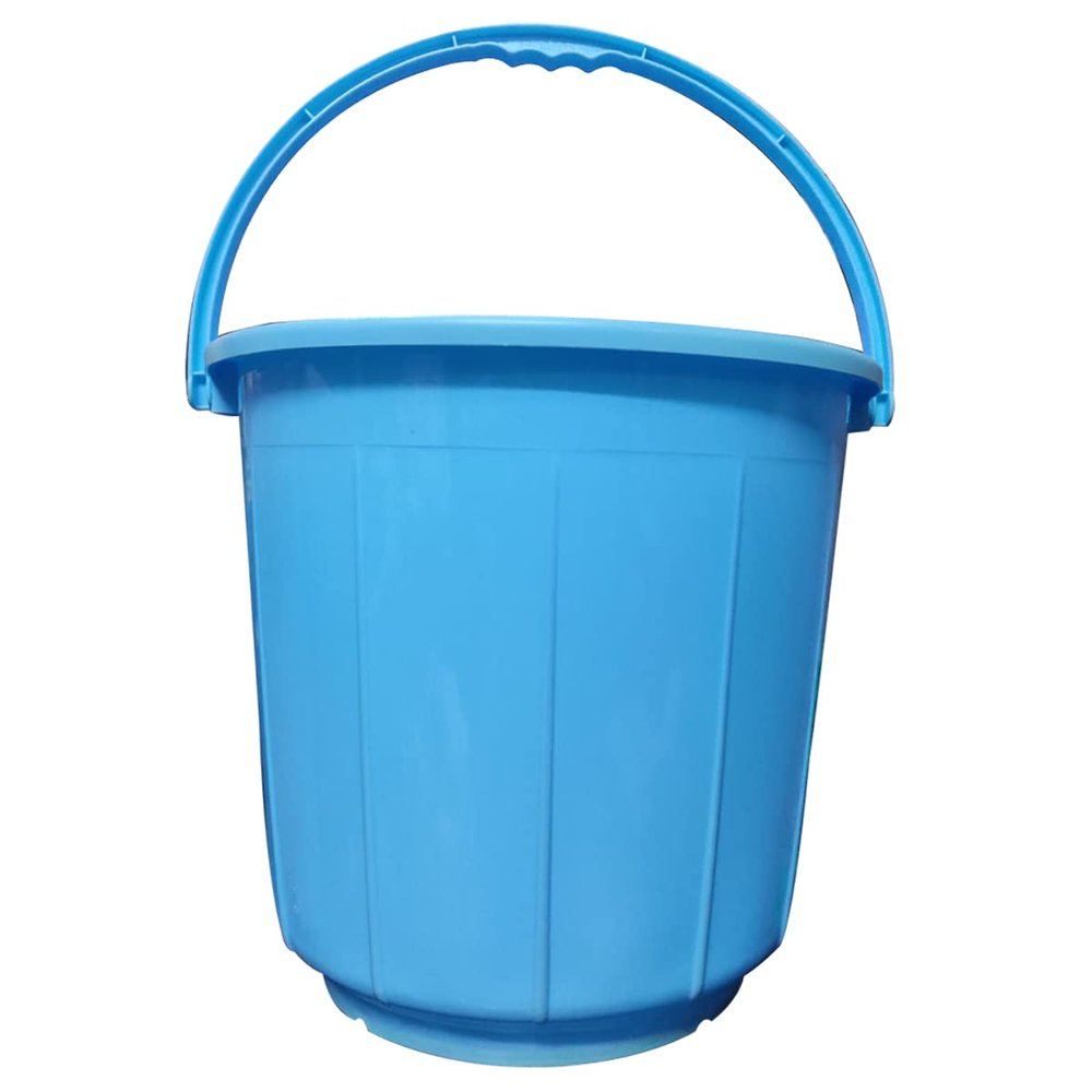 Unbreakable (Ratan) Plastic Bucket, 13 L with Check Duster Cloth, Multicolour