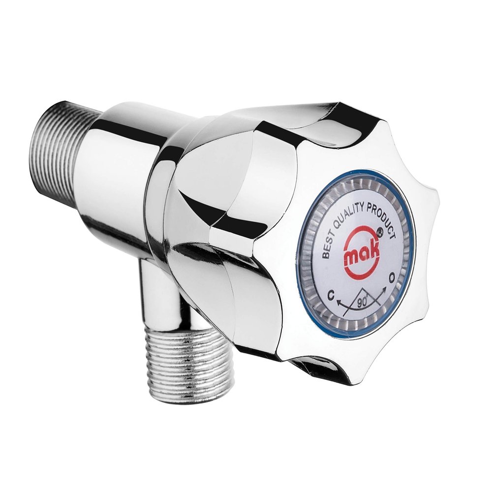 Nixnine Mak ABS Plastic Angle Valve Water Tap for Wall Flange, Hot & Cold Water Kitchen, Bathroom, (1/2 Inch  15mm) (Chrome Finish) Pack of 5
