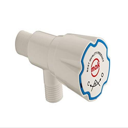 Nixnine Mak PTMT Plastic Angle Valve Water Tap for Wall Flange, Hot & Cold Water Kitchen, Bathroom, (1/2 Inch  15mm) (Ivory) Pack of 1