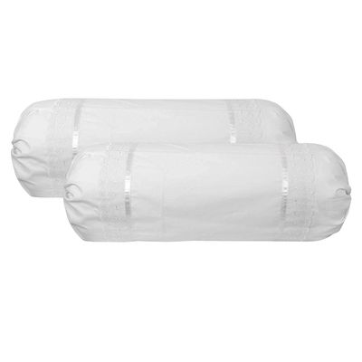 VHC 100% Cotton Lace Bolster Cover 30 * 30 Pack of 2 (White)