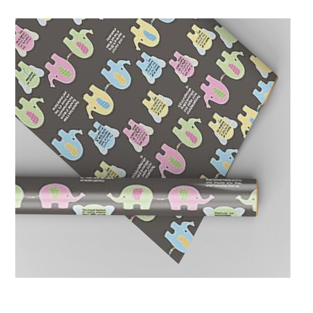 Accuprints Gift Wrapping Paper Pack Of 5|Design Elephant Print |Size 20 x 30 inch