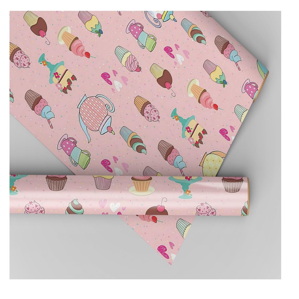 Accuprints Gift Wrapping Paper Pack Of 5|Design Cup cake |Size 20 x 30 inch