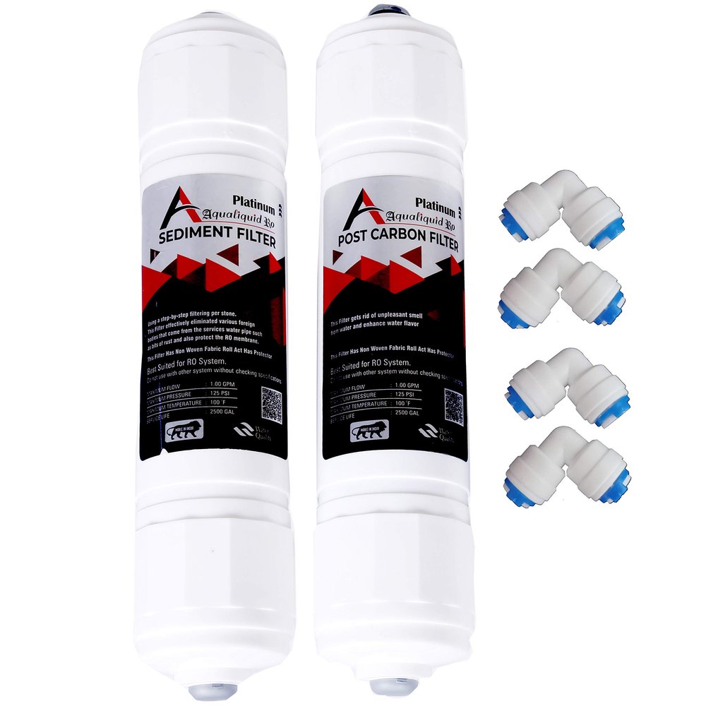 AQUALIQUID RO Platinum Post Carbon Filter + Sediment Filter + 4 pcs connactor with lock Suitable for All RO Water Purifier
