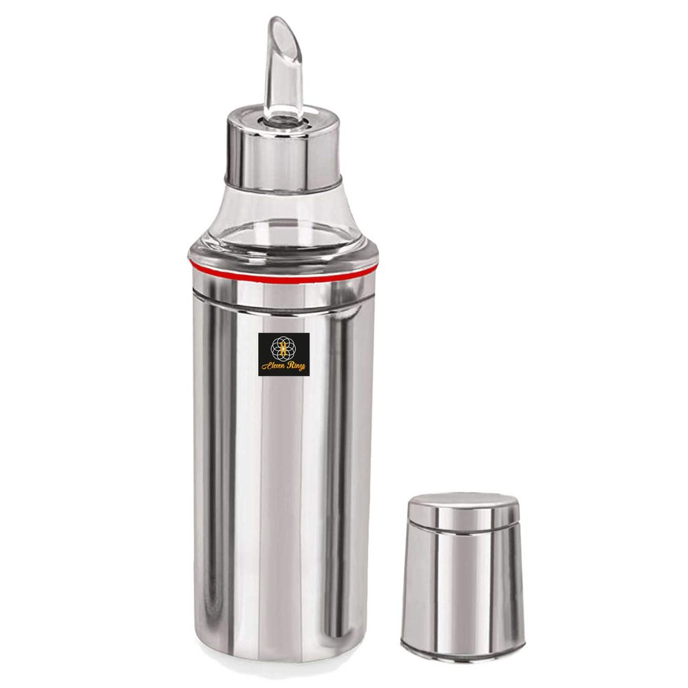 ELEVEN RINGS Stainless Steel Oil Dispenser/Pourer , Silver (350 ML)