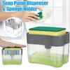 Vroxy 2-in-1 Sponge Box with Soap Dispenser Double Layer Kitchen Plastic Soap Dispenser Sponge Scrubber Holder, 380 ML view 4