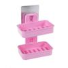 nunki trend ABS Plastic Bathroom Shelves and Racks Double Layer Soap Box Suction Rack Hanging Tray (Multi Colour, Medium) view 1