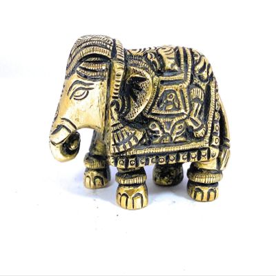 Vyomika Decor Brass Maharaja Elephant Showpiece| Handmade Brass Murti Handicrafts|Unique for Gift and Home and Office Decoration and Temple Worship|Size 1.8 Inche