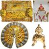 Trendy Treasures Laddu Gopal Brass Idol, Assan, Dress, Shringar Set (MUKUT+BANSURI+CHADI+KUNDAL+KADE),with Glue Assorted view 1