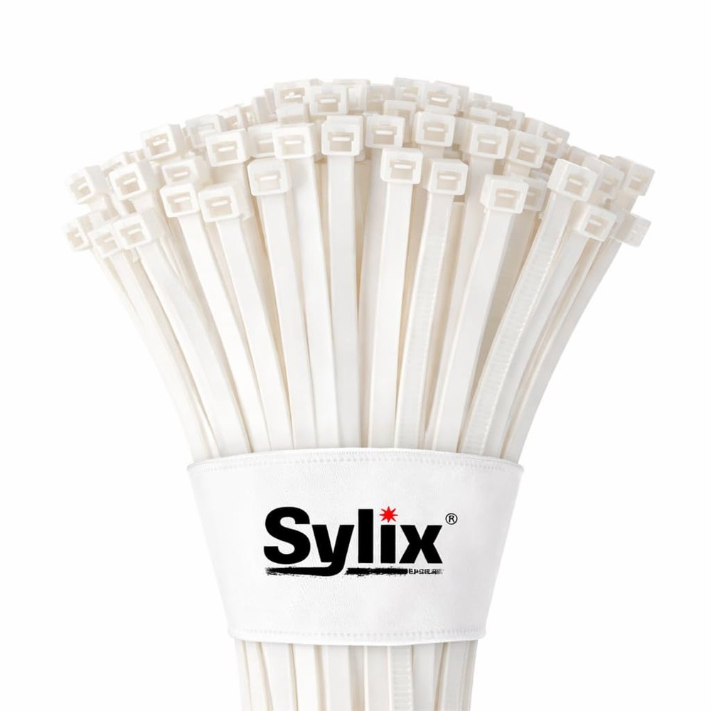 Sylix Nylon Self Locking Cable Ties 500 MM x 4.8 MM, White | Teeth grip ties | Heavy Duty Strong Zip Wire Ideal for Home, Office, and Industrial Use (Pack Of 100Pcs)