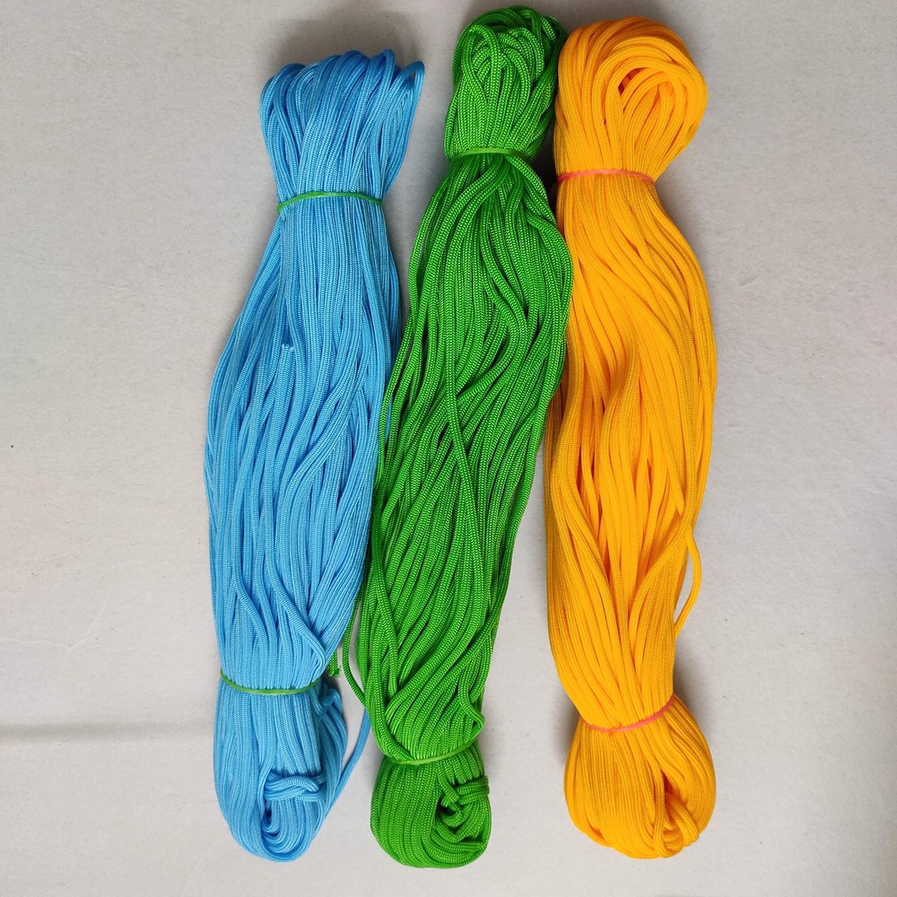 Macrame Cord Combo (Crochet Malai Dori Nylon Yarn) [Length  50 Meter (appx), Width - 3MM] (Green + Yellow + Blue)