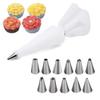 EKRON 12-Pcs Icing Nozzle Set  Stainless Steel Cake Decorating Tips with Piping Bag & Coupler | Frosting, Sculpting & Pastry Decorating Tools for Cakes, Cupcakes, Cookies CH-099 view 1
