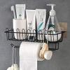 Valashiv Multipurpose Wall Mount Self-Adhesive Metal Bathroom Kitchen Towel/Tissue Holder Wall Spice Rack Storage Rack Shelves Shelf Organizer Shower Caddy Rack - (Black) view 2