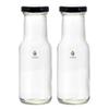 MACHAK 200 ml Glass Bottles for Milk, Juice with Rust Proof & Airtight Black Cap (2 Pieces) view 1