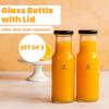 MACHAK 200 ml Glass Bottles for Milk, Juice with Rust Proof & Airtight Black Cap (2 Pieces) view 2