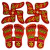 Avanti Creation Handcrafted Wooden Pair of Laxmi Feet Sticker & Swastik Sticker for Floor Decoration Wall Decoration Diwali Decoration Hindu Symbol (4X4) Inches view 1