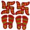 Avanti Creation Handcrafted Wooden Pair of Laxmi Feet Sticker & Swastik Sticker for Floor Decoration Wall Decoration Diwali Decoration Hindu Symbol (4X4) Inches view 2