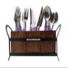 SIMRAN HANDICRAFTS Wrought And Cast Iron Table Organiser with 3 Jar, 26 x 8 x 12 cm, Black, Brown view 1