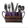 SIMRAN HANDICRAFTS Wrought And Cast Iron Table Organiser with 3 Jar, 26 x 8 x 12 cm, Black, Brown view 2