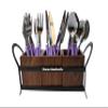 SIMRAN HANDICRAFTS Wrought And Cast Iron Table Organiser with 3 Jar, 26 x 8 x 12 cm, Black, Brown view 3